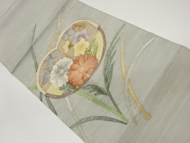 JAPANESE FUKURO OBI / WOVEN AUTUMN FLOWERS